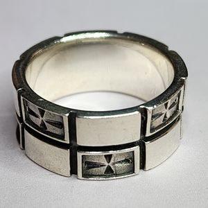 Geometric Crosses Sterling Silver Men's Ring